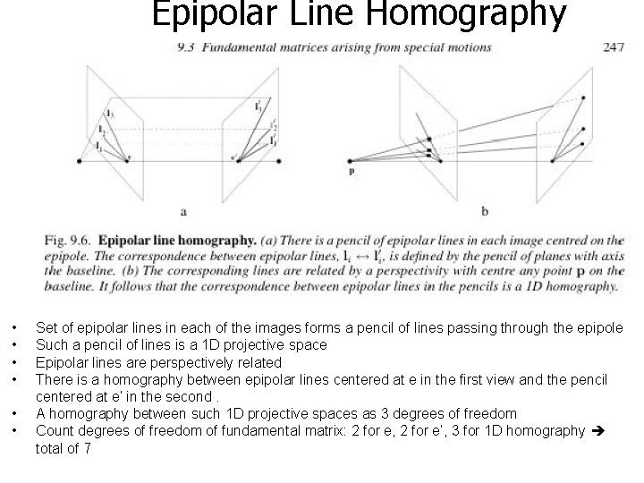 Epipolar Line Homography • • • Set of epipolar lines in each of the