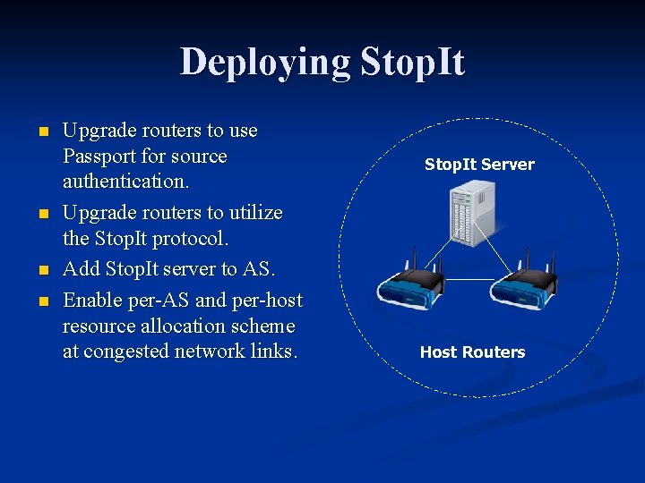 Deploying Stop. It n n Upgrade routers to use Passport for source authentication. Upgrade