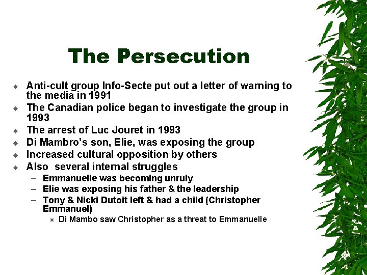 The Persecution Anti-cult group Info-Secte put out a letter of warning to the media