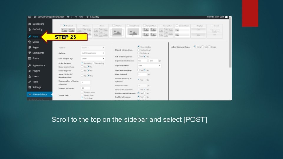 STEP 25 Scroll to the top on the sidebar and select [POST] 