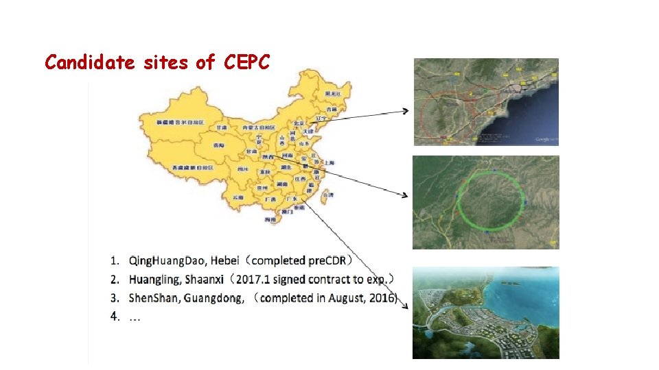 Candidate sites of CEPC 