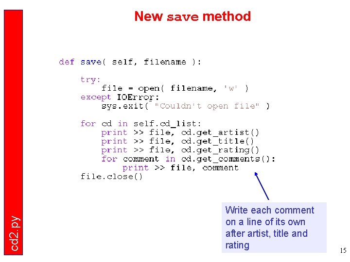 cd 2. py New save method Write each comment on a line of its