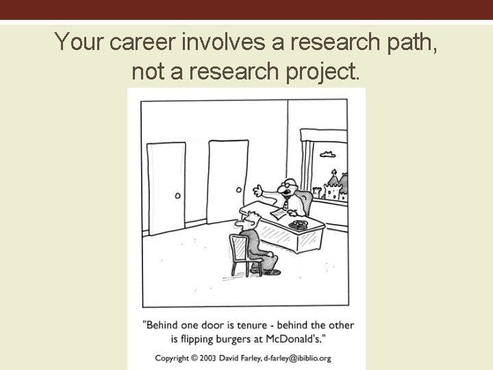 Your career involves a research path, not a research project. 