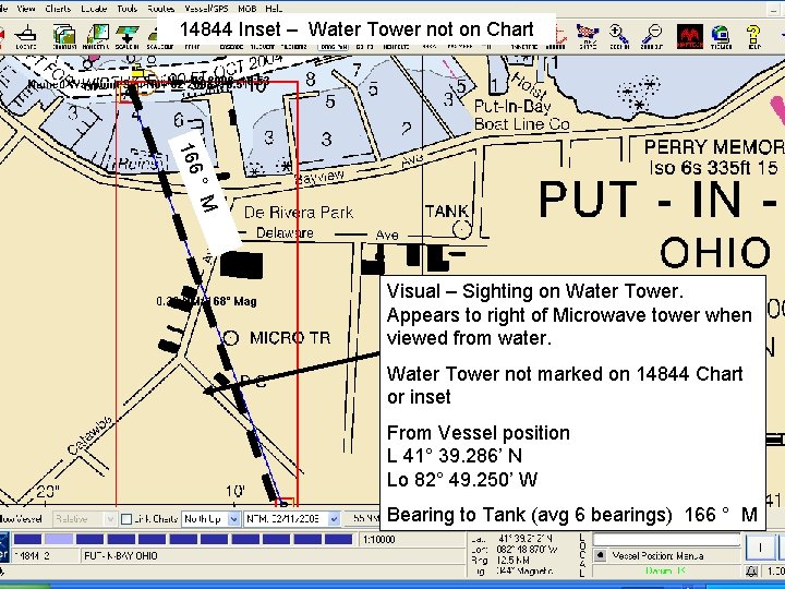14844 Inset – Water Tower not on Chart ° 166 M Visual – Sighting