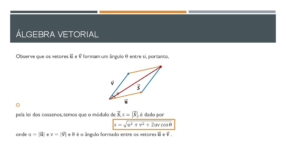 ÁLGEBRA VETORIAL 