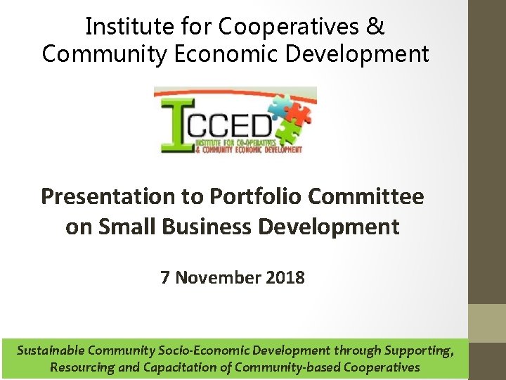 Curated visual reference: Fresh Look at Institute For Cooperatives Community Economic Development Presentation To
