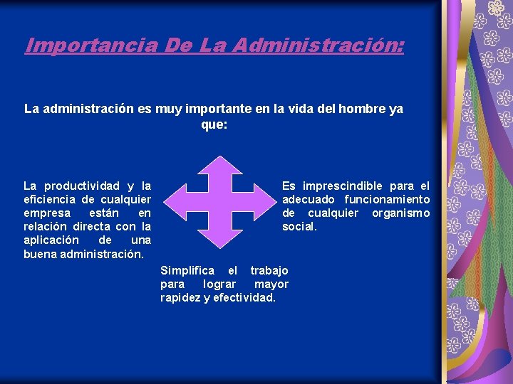 Importancia De La Administración: La administración es muy importante en la vida del hombre