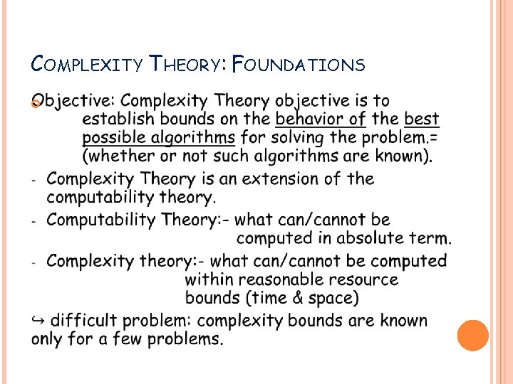 COMPLEXITY THEORY: FOUNDATIONS 