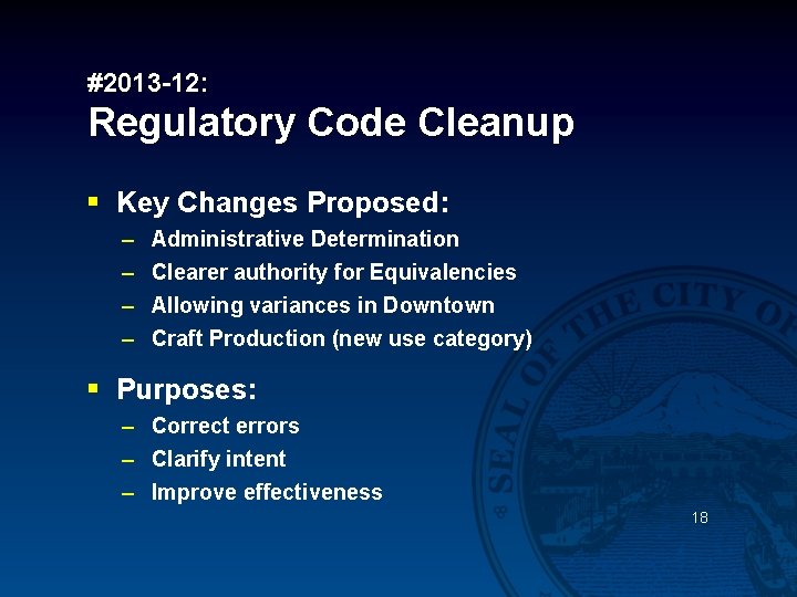 #2013 -12: Regulatory Code Cleanup § Key Changes Proposed: – – Administrative Determination Clearer