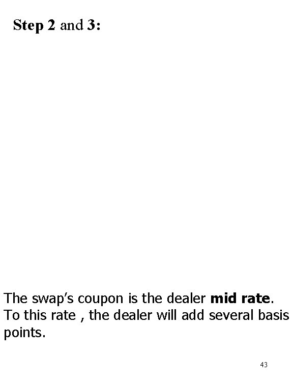 Step 2 and 3: The swap’s coupon is the dealer mid rate. To this