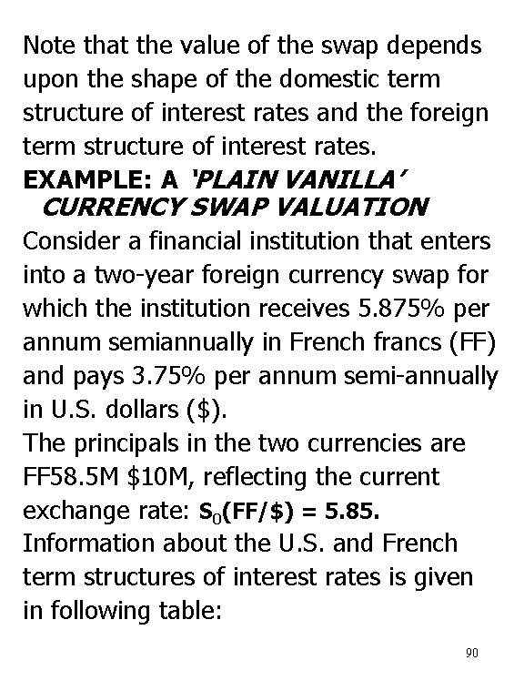 Note that the value of the swap depends upon the shape of the domestic