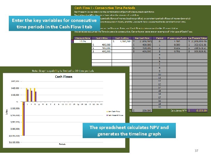 Screenshots Enter the key variables for consecutive time periods in the Cash Flow I