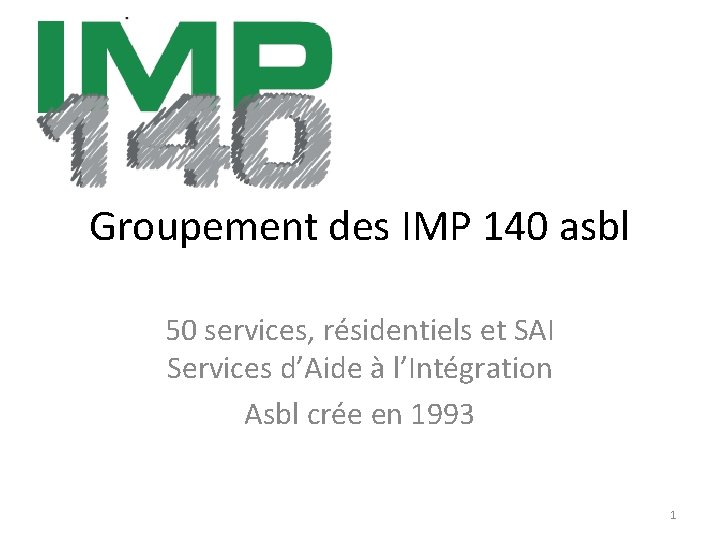 Groupement des IMP 140 asbl 50 services, résidentiels et SAI Services d’Aide à l’Intégration