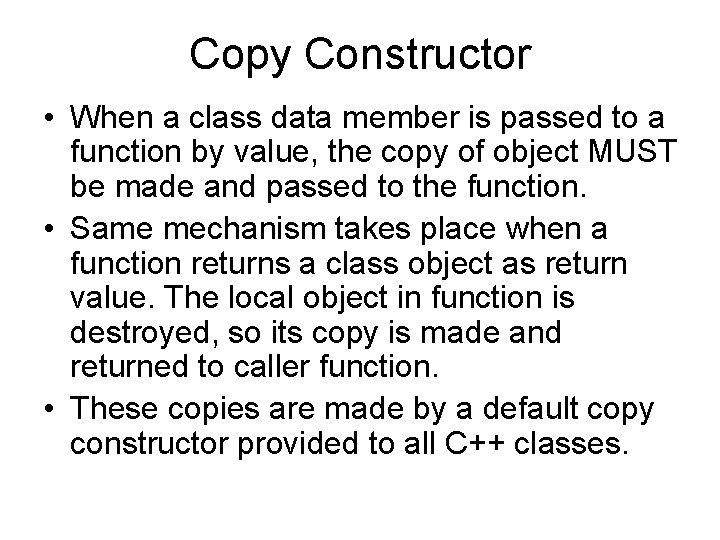 Self Referencing this Pointer Default Destructor Copy Constructor