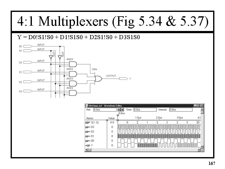 4: 1 Multiplexers (Fig 5. 34 & 5. 37) Y = D 0!S 1!S