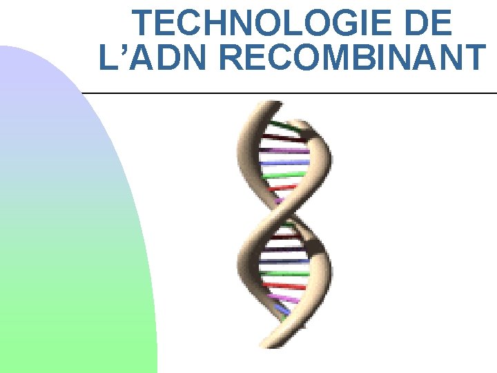 TECHNOLOGIE DE L’ADN RECOMBINANT 