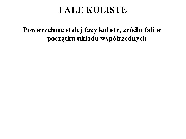 FALE KULISTE Powierzchnie stałej fazy kuliste, źródło fali w początku układu współrzędnych 