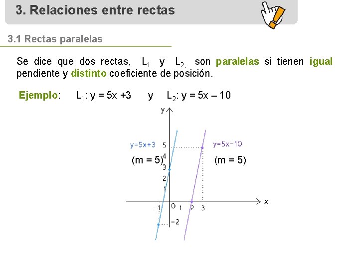 3. Relaciones entre rectas 3. 1 Rectas paralelas Se dice que dos rectas, L