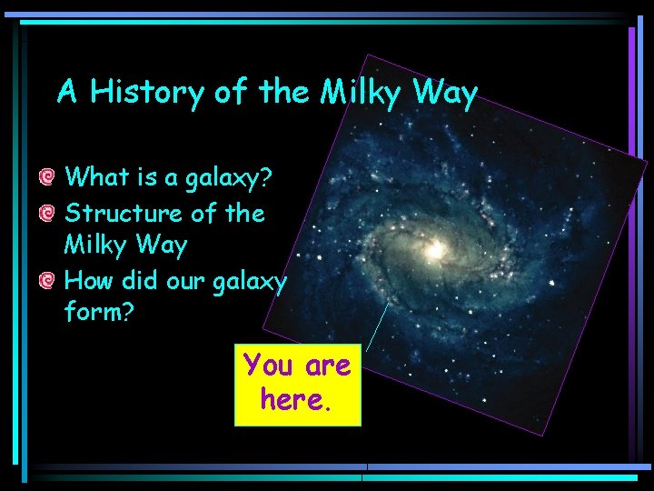 A History of the Milky Way What is a galaxy? Structure of the Milky