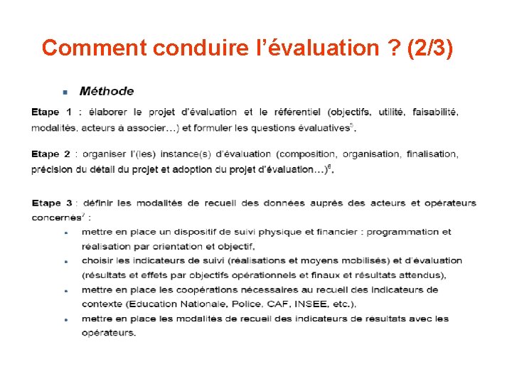 Comment conduire l’évaluation ? (2/3) 