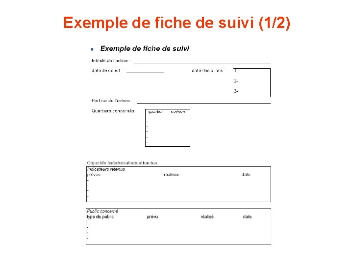 Exemple de fiche de suivi (1/2) 