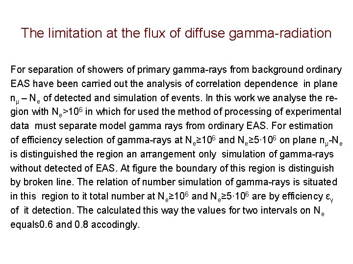 The limitation at the flux of diffuse gamma-radiation For separation of showers of primary