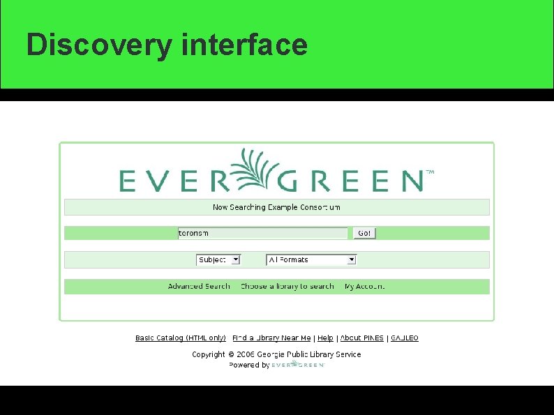 Discovery interface 