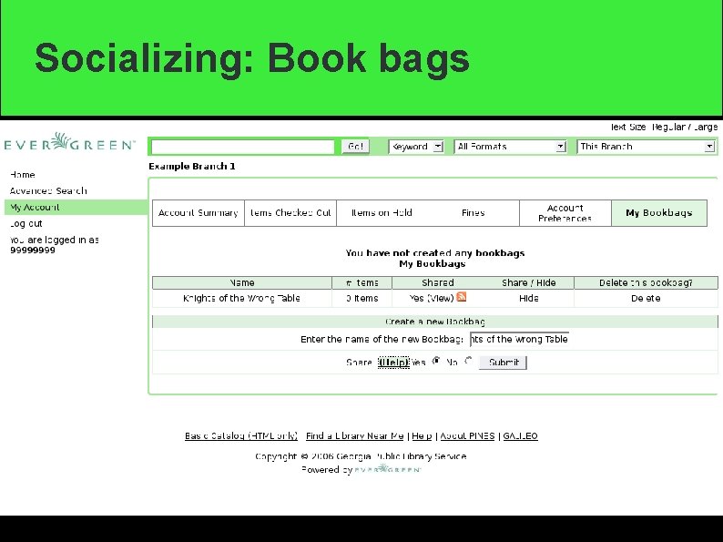 Socializing: Book bags 