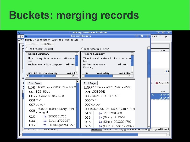 Buckets: merging records 