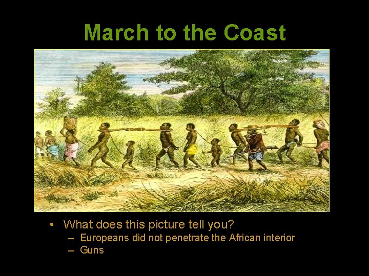 March to the Coast • What does this picture tell you? – Europeans did