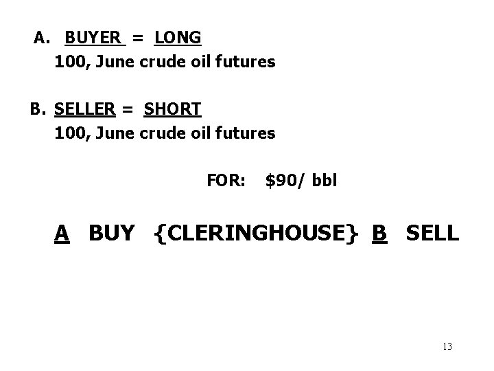A. BUYER = LONG 100, June crude oil futures B. SELLER = SHORT 100,