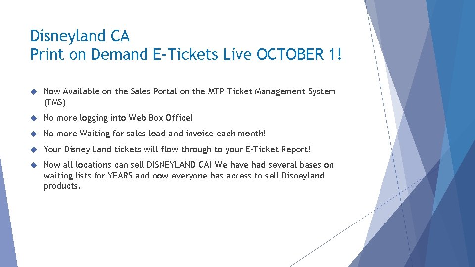 Disneyland CA Print on Demand E-Tickets Live OCTOBER 1! Now Available on the Sales