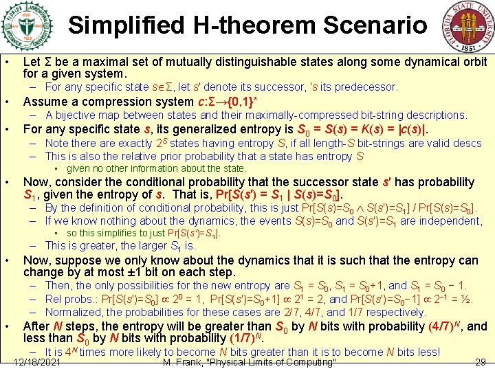 Simplified H-theorem Scenario • Let Σ be a maximal set of mutually distinguishable states