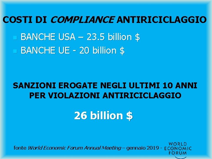 COSTI DI COMPLIANCE ANTIRICICLAGGIO n n BANCHE USA – 23. 5 billion $ BANCHE