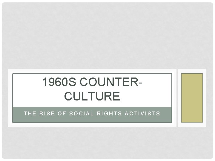 1960 S COUNTERCULTURE THE RISE OF SOCIAL RIGHTS ACTIVISTS 