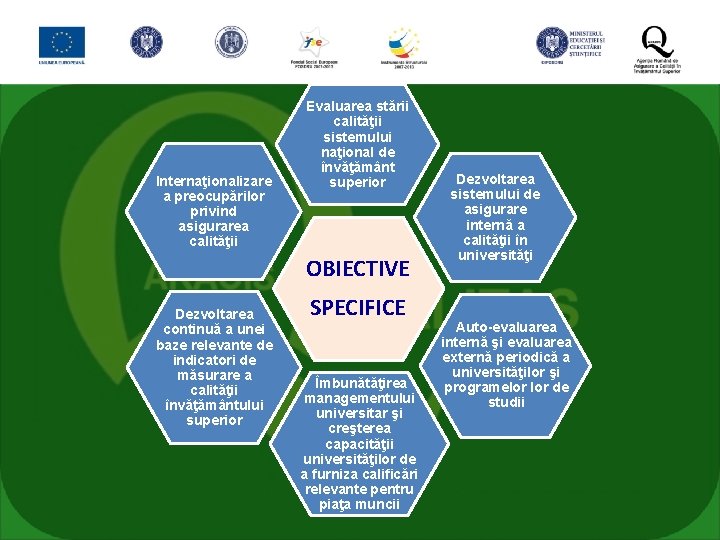 Internaţionalizare a preocupărilor privind asigurarea calităţii Evaluarea stării calităţii sistemului naţional de învăţământ superior