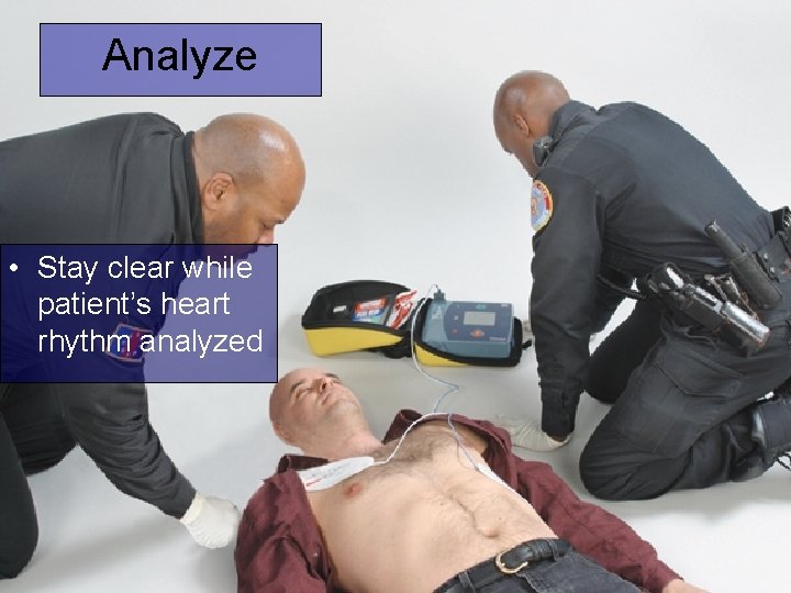 Analyze • Stay clear while patient’s heart rhythm analyzed 