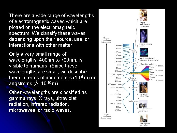 There a wide range of wavelengths of electromagnetic waves which are plotted on the