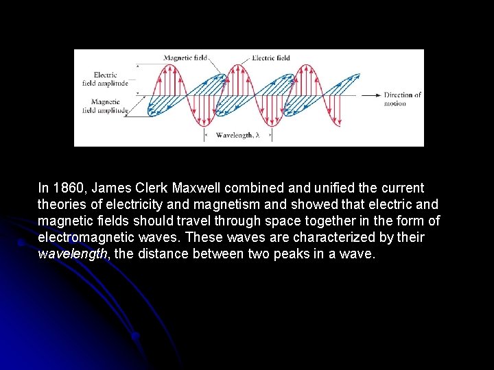 In 1860, James Clerk Maxwell combined and unified the current theories of electricity and