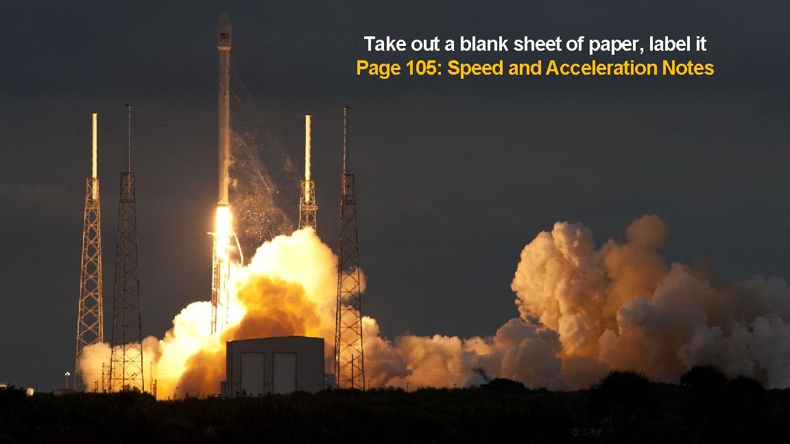 Take out a blank sheet of paper, label it Page 105: Speed and Acceleration