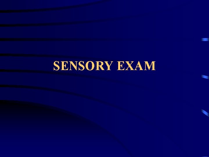 SENSORY EXAM 
