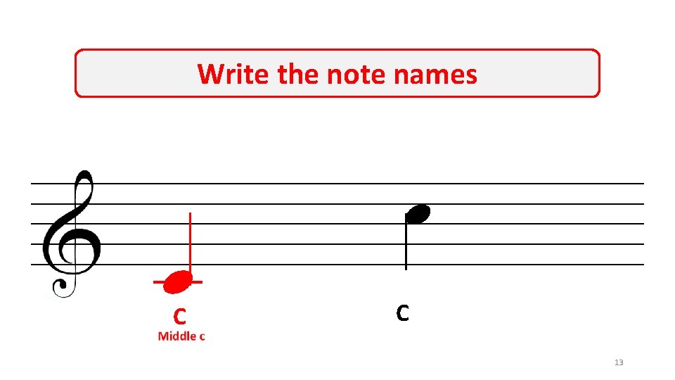 Write the note names C C 13 