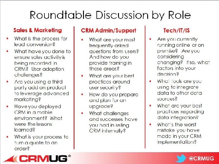 ROUNDTABLE DISCUSSIONS @CRMU 