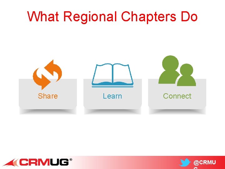 What Regional Chapters Do Share Learn Connect @CRMU 