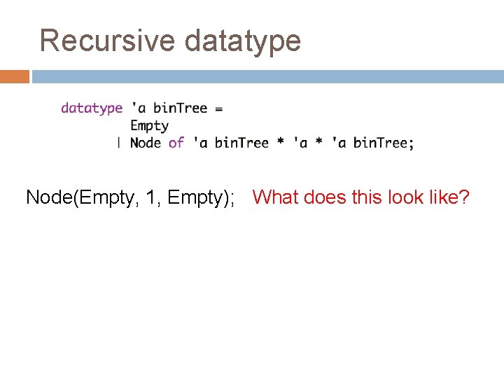 Recursive datatype Node(Empty, 1, Empty); What does this look like? 