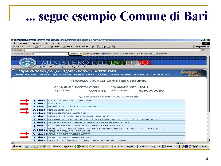 . . . segue esempio Comune di Bari 4 