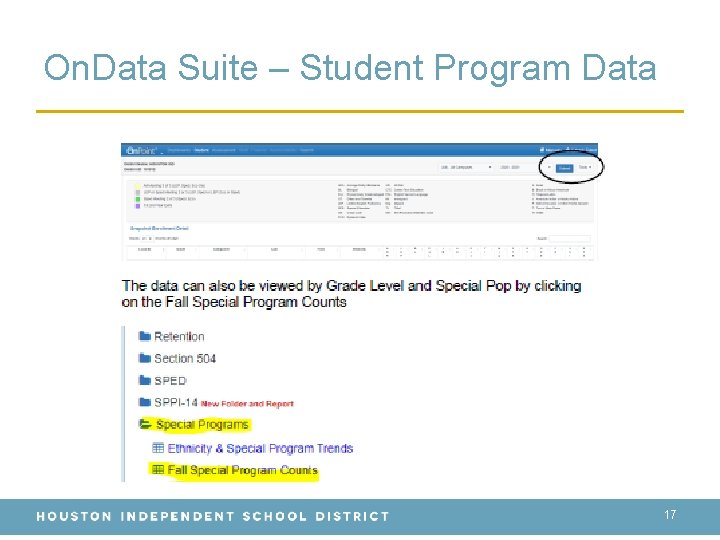 On. Data Suite – Student Program Data 17 