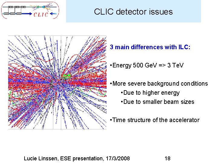 CLIC detector issues 3 main differences with ILC: • Energy 500 Ge. V =>