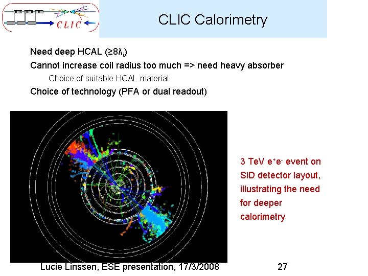 CLIC Calorimetry Need deep HCAL (≥ 8λi) Cannot increase coil radius too much =>