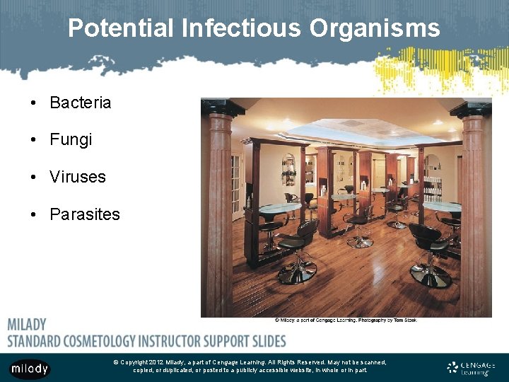 Potential Infectious Organisms • Bacteria • Fungi • Viruses • Parasites © Copyright 2012